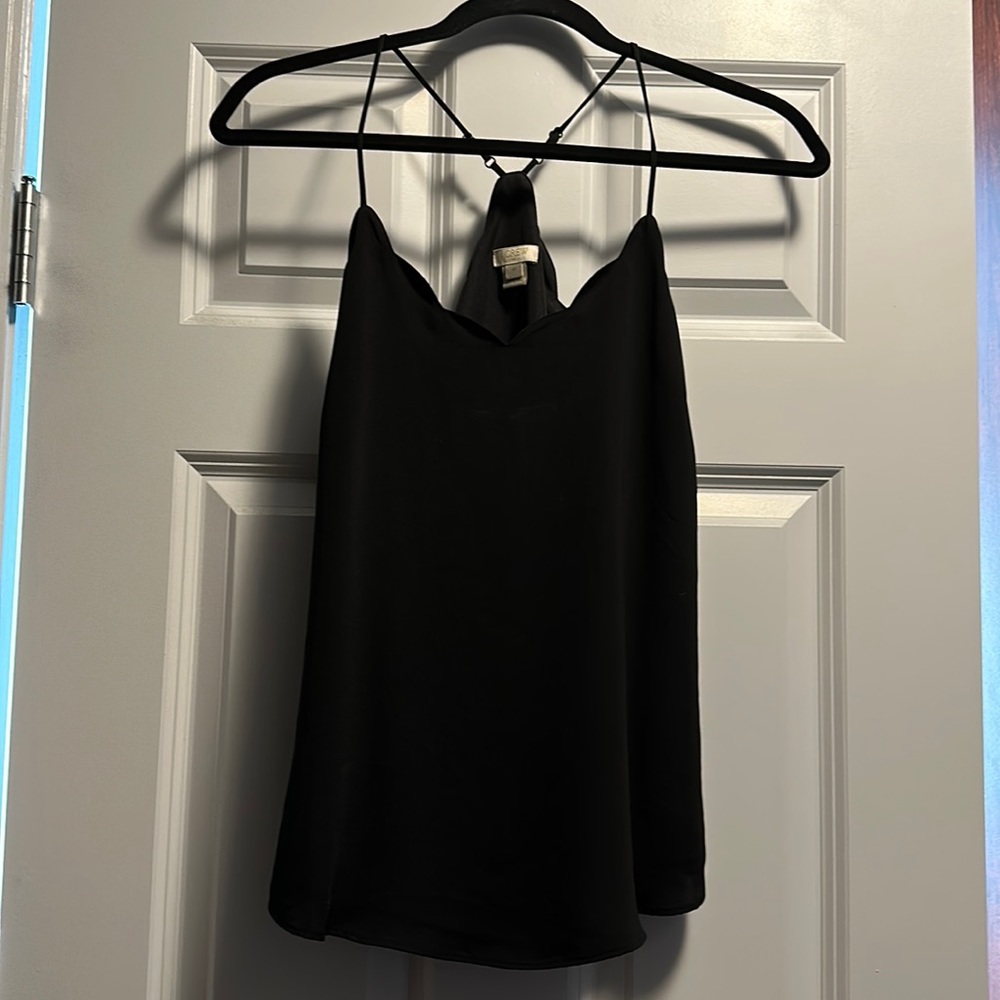 J. Crew Scalloped edge racerback lined black camisole